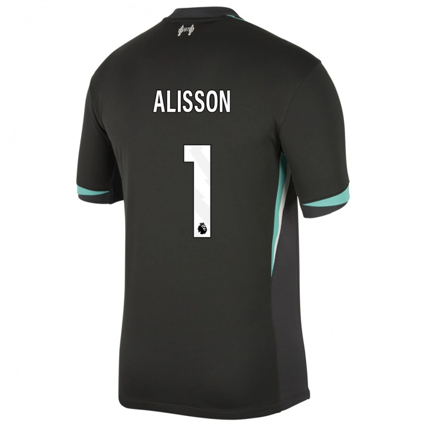 Danxen Uomo Maglia Alisson #1 Nero Antracite Bianco Kit Gara Away 2024/25 Maglietta