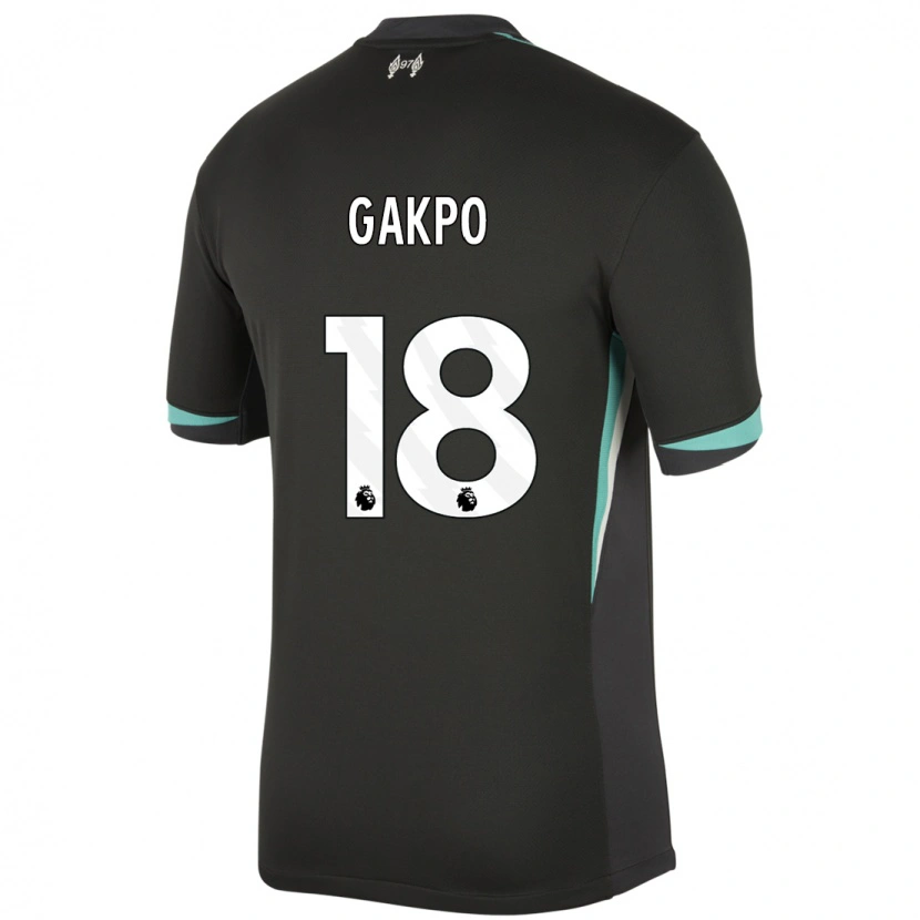 Danxen Uomo Maglia Cody Gakpo #18 Nero Antracite Bianco Kit Gara Away 2024/25 Maglietta