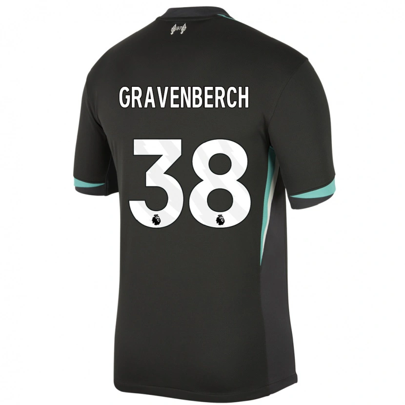 Danxen Uomo Maglia Ryan Gravenberch #38 Nero Antracite Bianco Kit Gara Away 2024/25 Maglietta