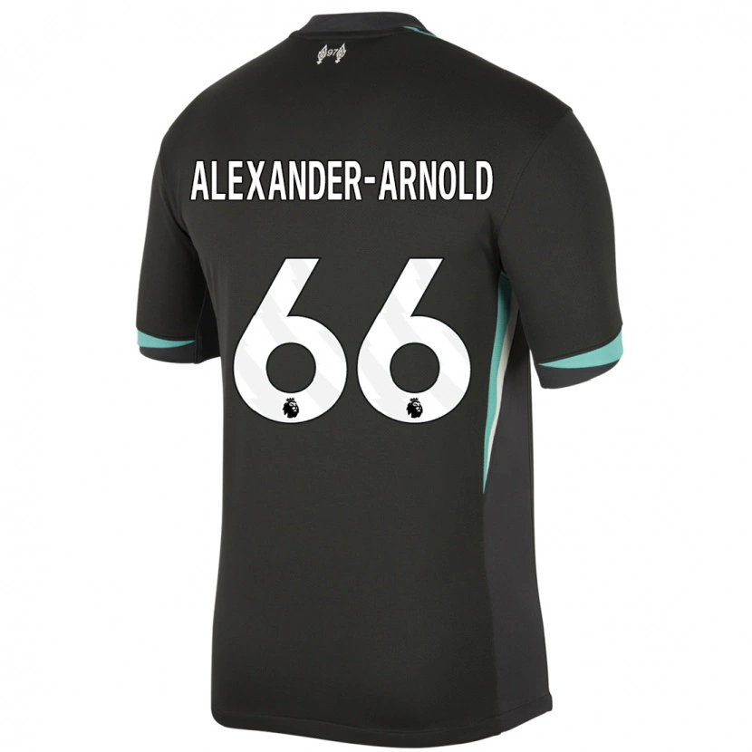 Danxen Uomo Maglia Trent Alexander-Arnold #66 Nero Antracite Bianco Kit Gara Away 2024/25 Maglietta