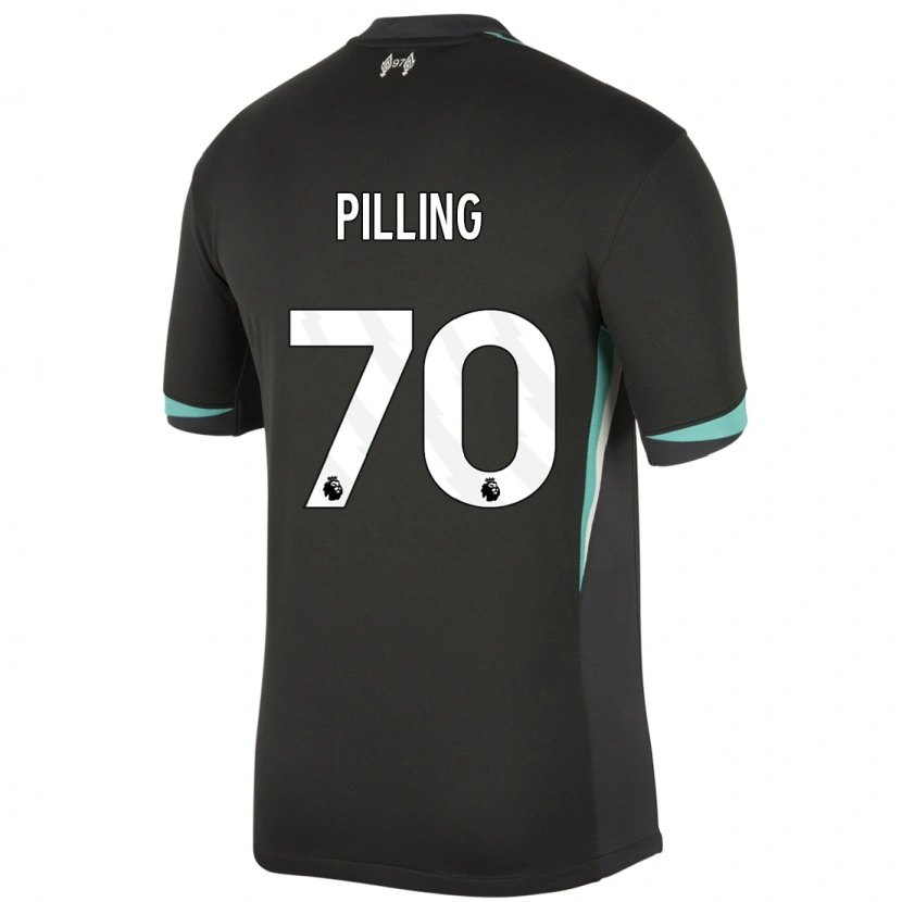 Danxen Uomo Maglia Tommy Pilling #70 Nero Antracite Bianco Kit Gara Away 2024/25 Maglietta