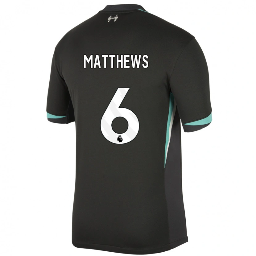 Danxen Uomo Maglia Jasmine Matthews #6 Nero Antracite Bianco Kit Gara Away 2024/25 Maglietta