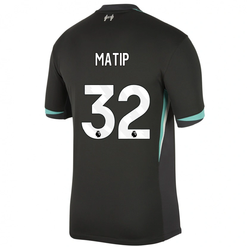 Danxen Uomo Maglia Joel Matip #32 Nero Antracite Bianco Kit Gara Away 2024/25 Maglietta