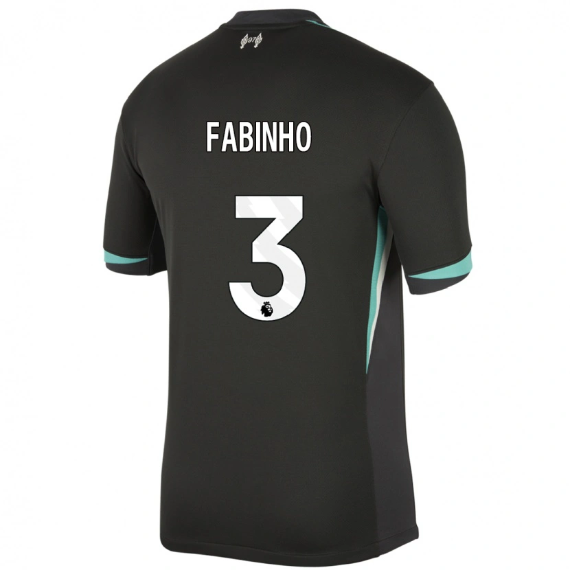 Danxen Uomo Maglia Fabinho #3 Nero Antracite Bianco Kit Gara Away 2024/25 Maglietta
