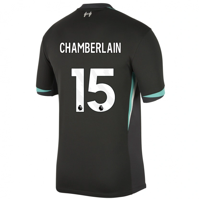 Danxen Uomo Maglia Alex Oxlade Chamberlain #15 Nero Antracite Bianco Kit Gara Away 2024/25 Maglietta