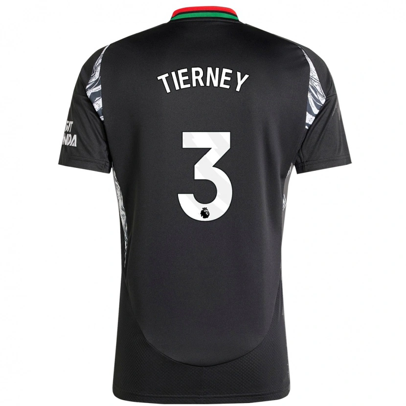 Danxen Uomo Maglia Kieran Tierney #3 Nero Kit Gara Away 2024/25 Maglietta