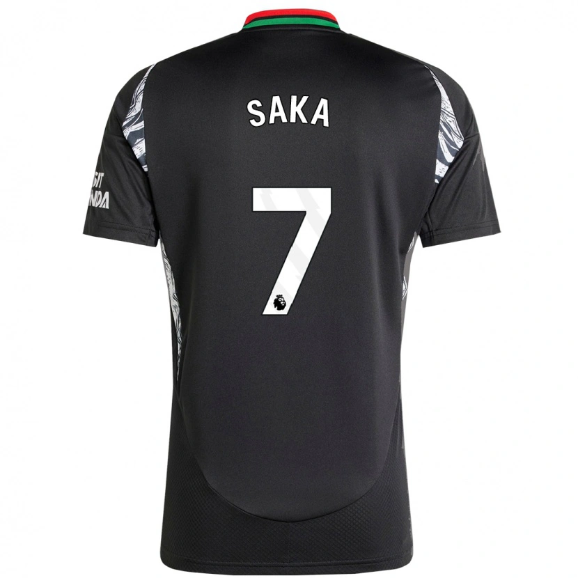 Danxen Uomo Maglia Bukayo Saka #7 Nero Kit Gara Away 2024/25 Maglietta