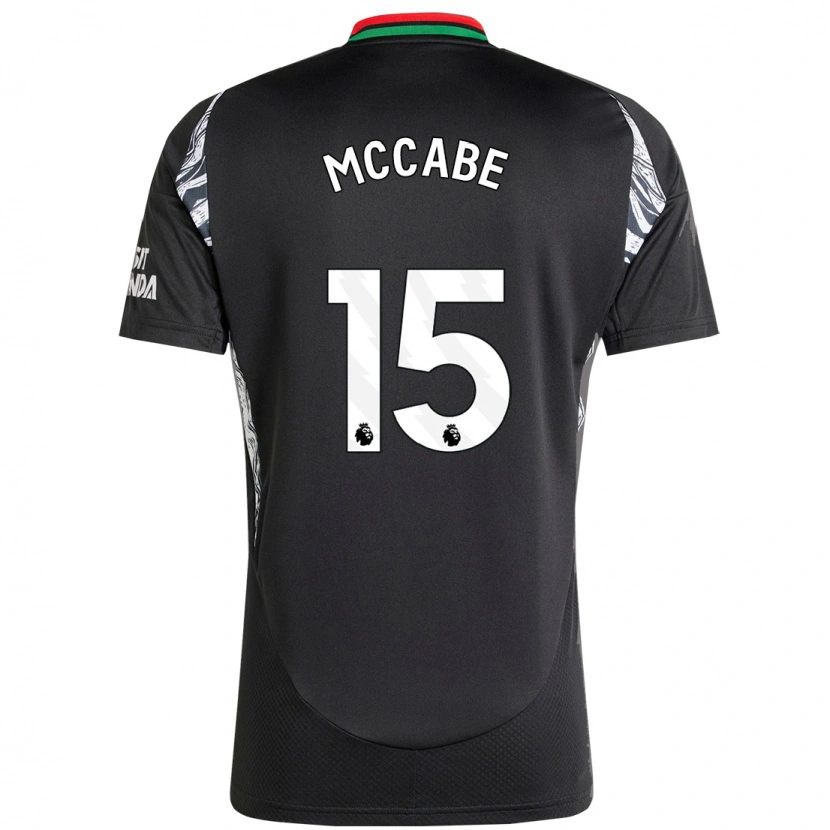 Danxen Uomo Maglia Katie Mccabe #15 Nero Kit Gara Away 2024/25 Maglietta