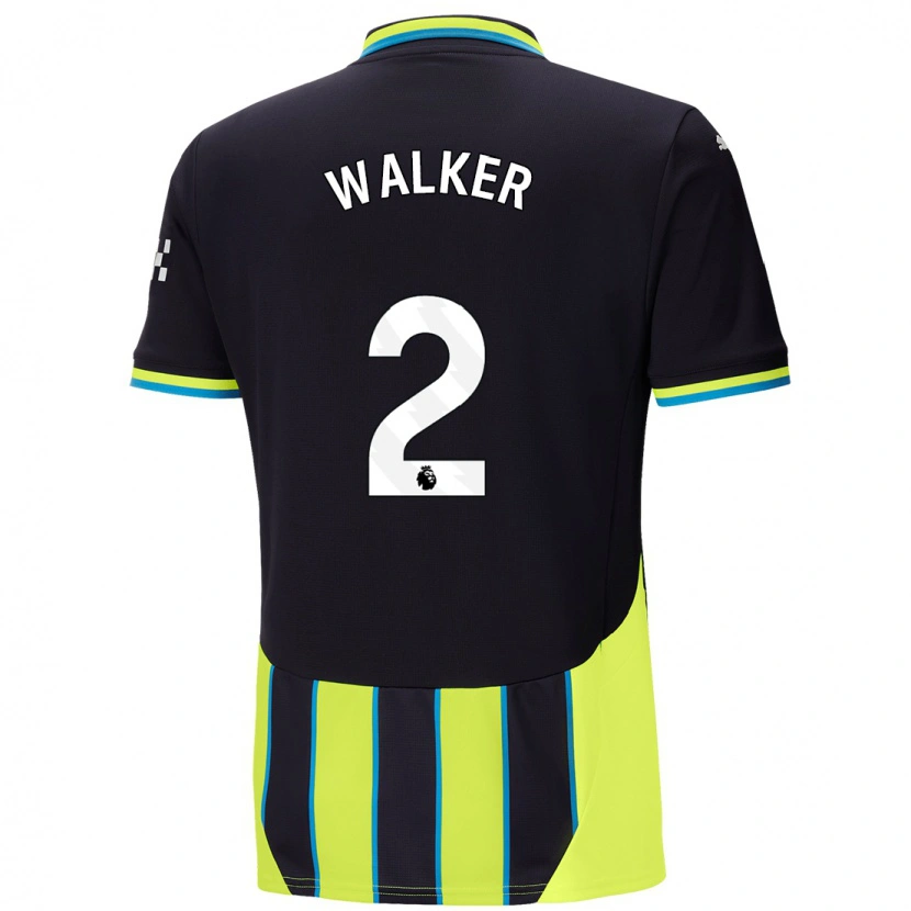 Danxen Uomo Maglia Kyle Walker #2 Blu Giallo Kit Gara Away 2024/25 Maglietta