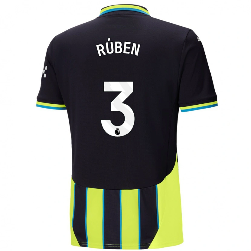 Danxen Uomo Maglia Rúben Dias #3 Blu Giallo Kit Gara Away 2024/25 Maglietta