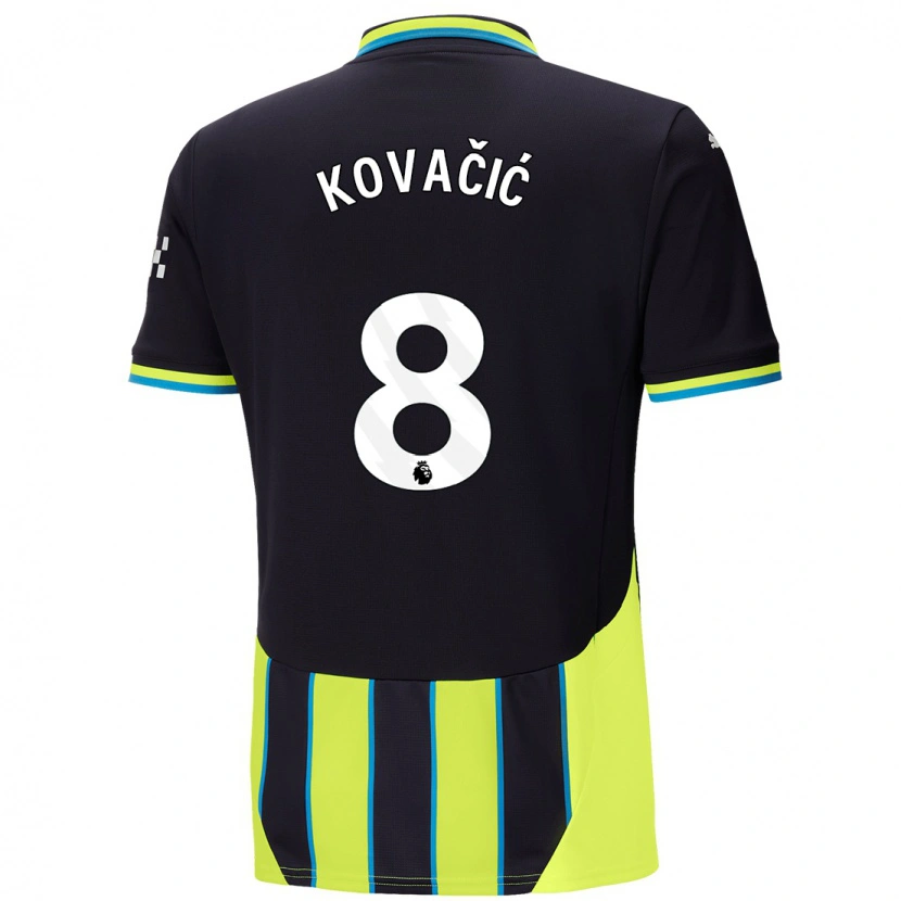 Danxen Uomo Maglia Mateo Kovacic #8 Blu Giallo Kit Gara Away 2024/25 Maglietta