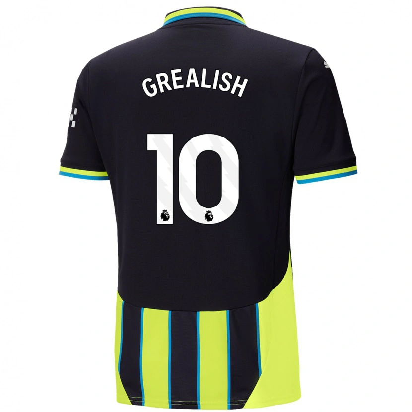 Danxen Uomo Maglia Jack Grealish #10 Blu Giallo Kit Gara Away 2024/25 Maglietta