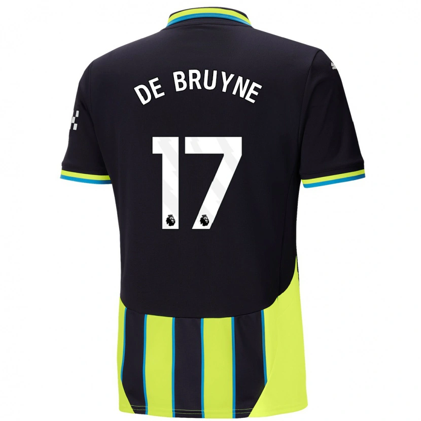 Danxen Uomo Maglia Kevin De Bruyne #17 Blu Giallo Kit Gara Away 2024/25 Maglietta