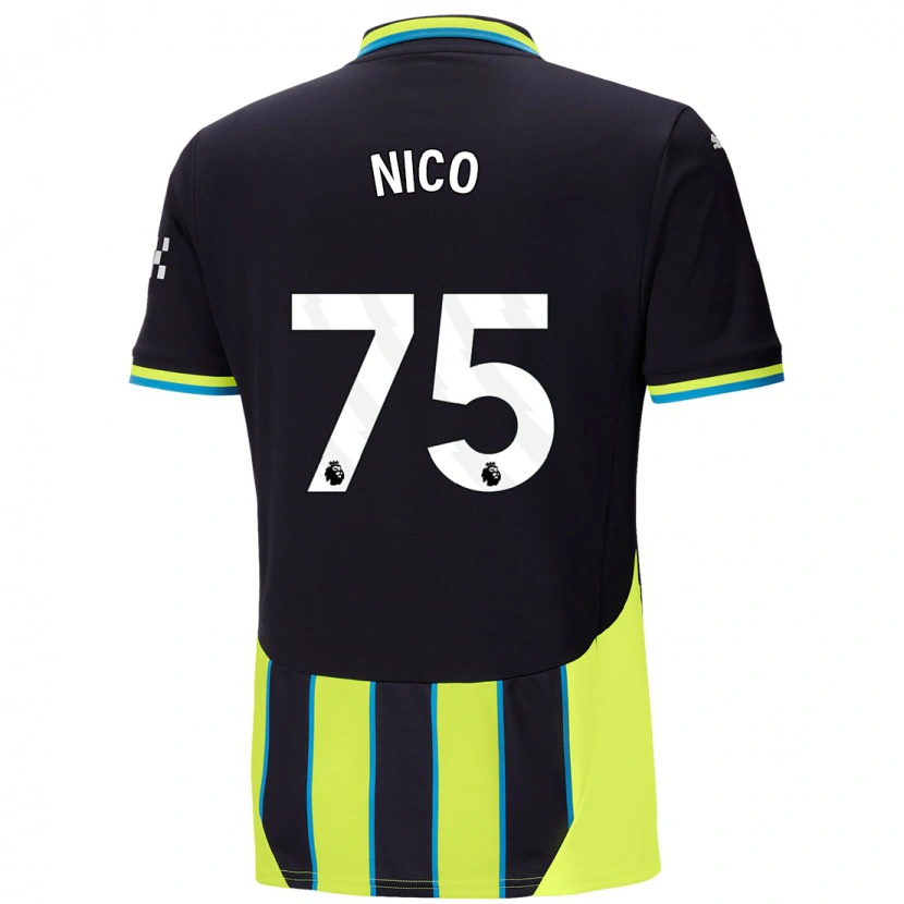 Danxen Uomo Maglia Nico O'reilly #75 Blu Giallo Kit Gara Away 2024/25 Maglietta