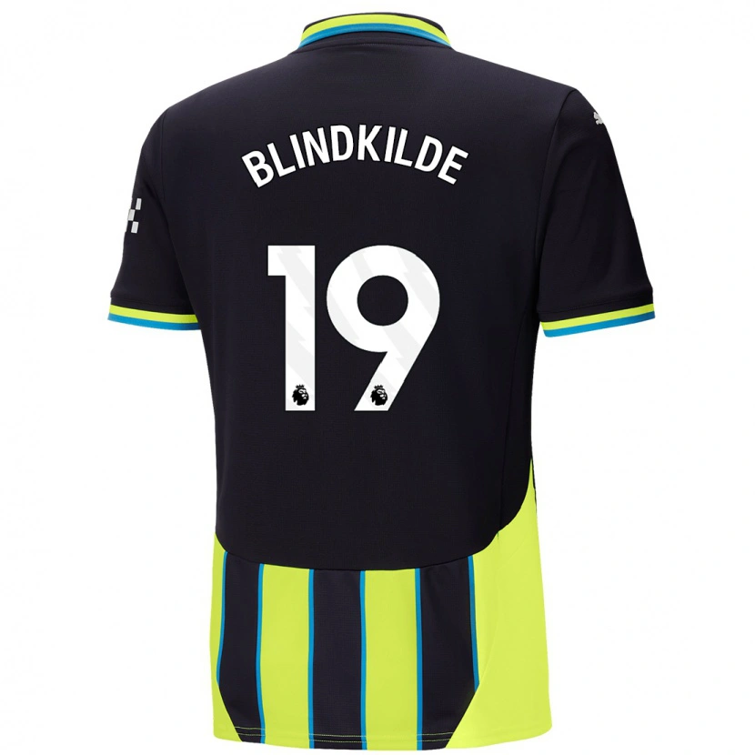 Danxen Uomo Maglia Laura Blindkilde Brown #19 Blu Giallo Kit Gara Away 2024/25 Maglietta