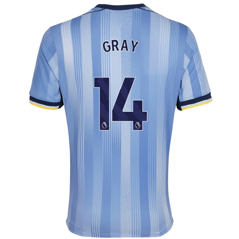 Danxen Uomo Maglia Archie Gray #14 Azzurro Chiaro Kit Gara Away 2024/25 Maglietta