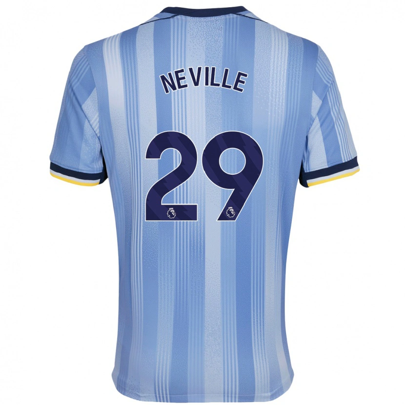 Danxen Uomo Maglia Ashleigh Neville #29 Azzurro Chiaro Kit Gara Away 2024/25 Maglietta