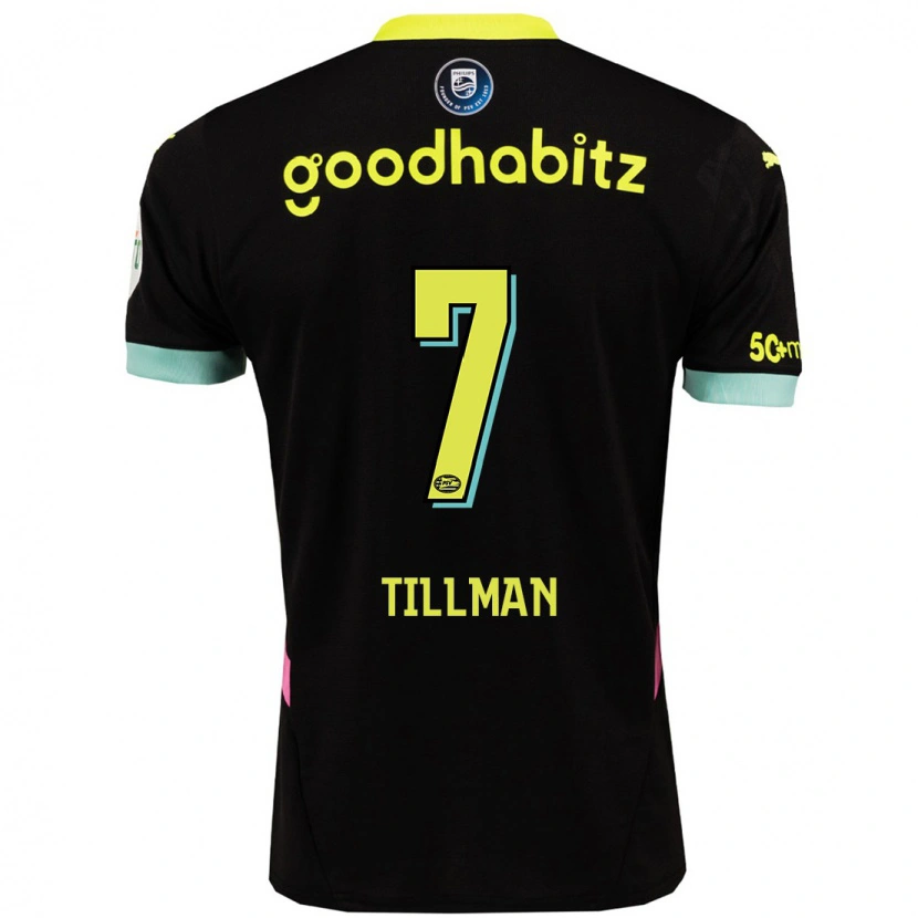 Danxen Uomo Maglia Malik Tillman #7 Nero Giallo Kit Gara Away 2024/25 Maglietta