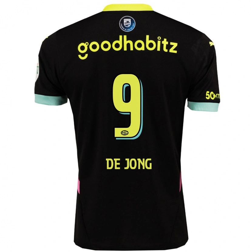 Danxen Uomo Maglia Luuk De Jong #9 Nero Giallo Kit Gara Away 2024/25 Maglietta