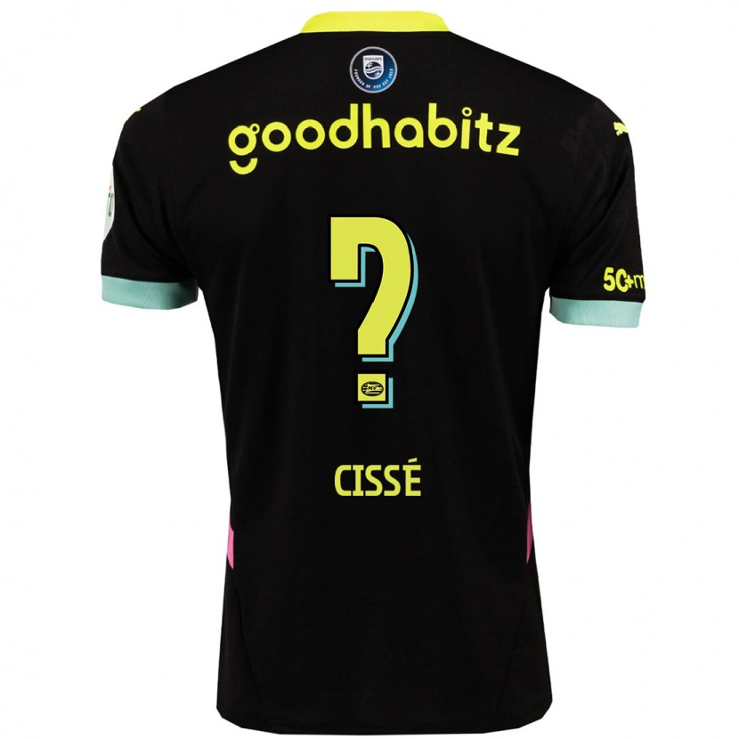 Danxen Uomo Maglia Alseny Cissé #0 Nero Giallo Kit Gara Away 2024/25 Maglietta