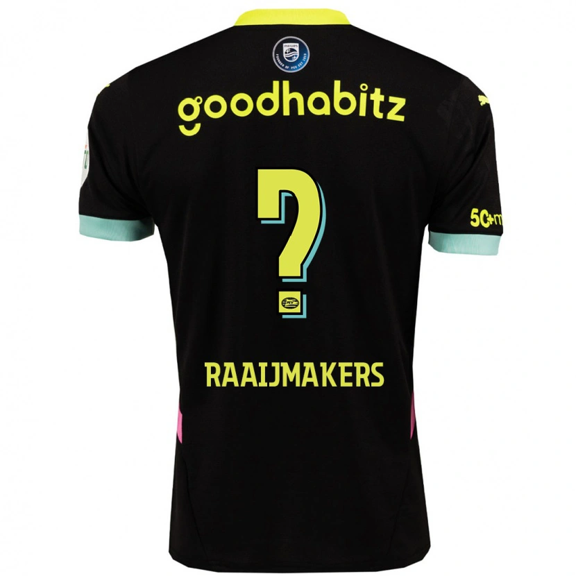 Danxen Uomo Maglia Lars Raaijmakers #0 Nero Giallo Kit Gara Away 2024/25 Maglietta