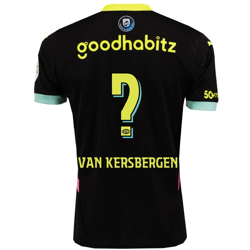 Danxen Uomo Maglia Sander Van Kersbergen #0 Nero Giallo Kit Gara Away 2024/25 Maglietta