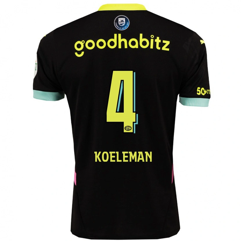 Danxen Uomo Maglia Senna Koeleman #4 Nero Giallo Kit Gara Away 2024/25 Maglietta