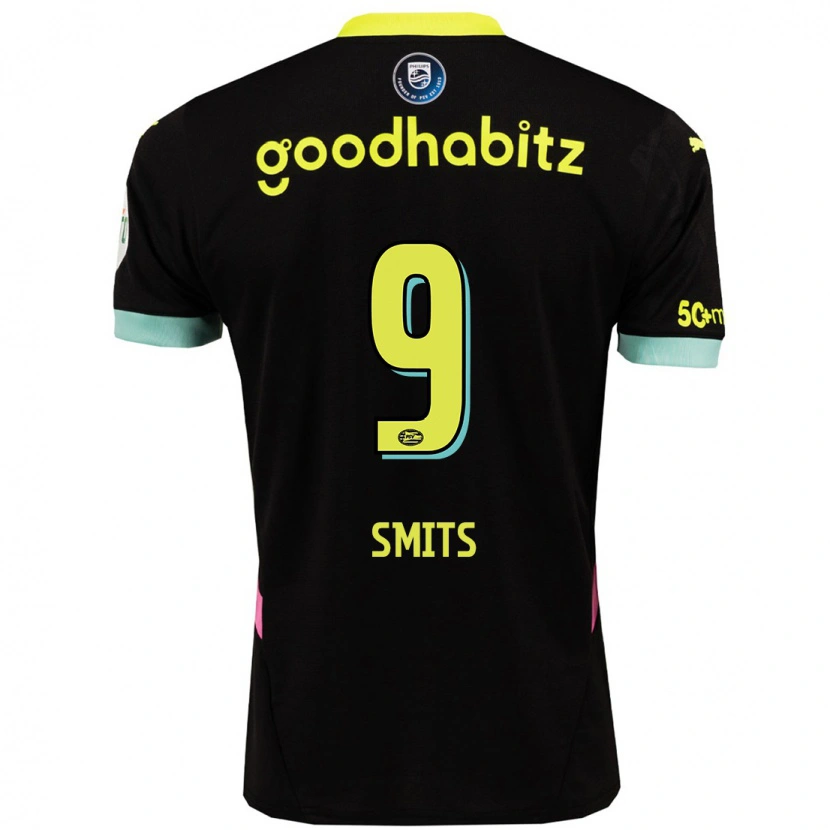 Danxen Uomo Maglia Joëlle Smits #9 Nero Giallo Kit Gara Away 2024/25 Maglietta
