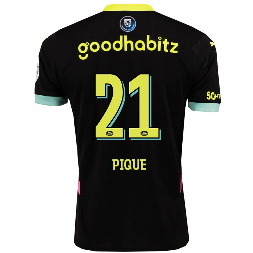 Danxen Uomo Maglia Naomi Piqué #21 Nero Giallo Kit Gara Away 2024/25 Maglietta