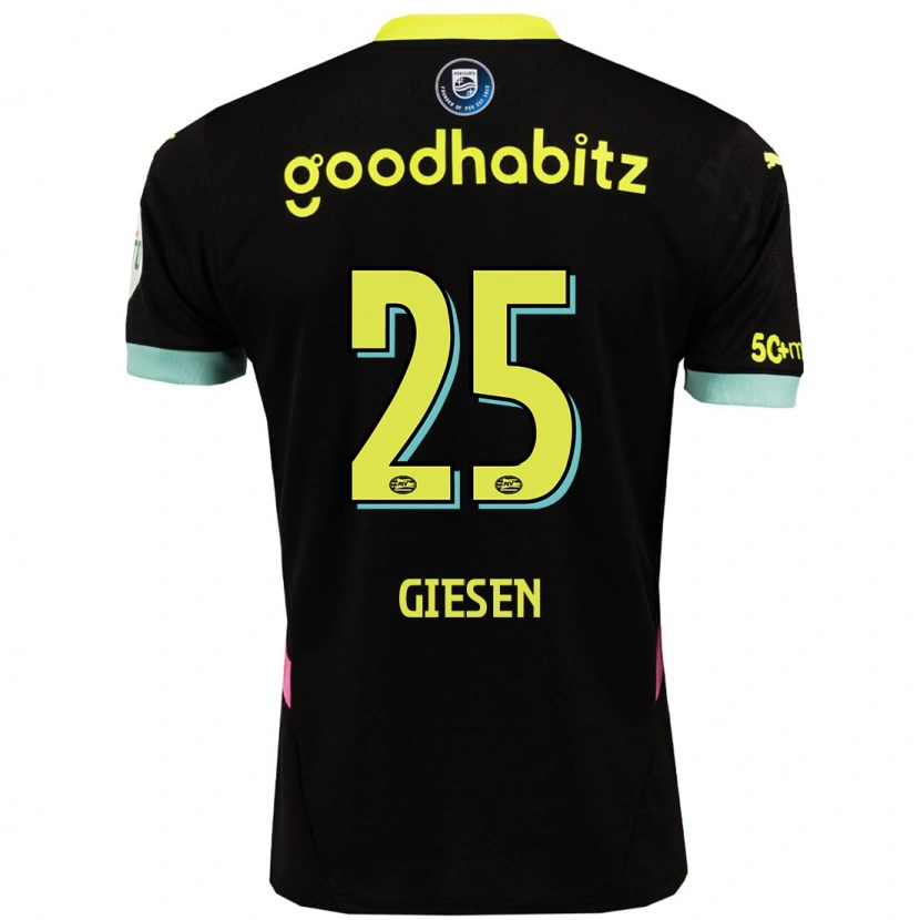Danxen Uomo Maglia Suzanne Giesen #25 Nero Giallo Kit Gara Away 2024/25 Maglietta