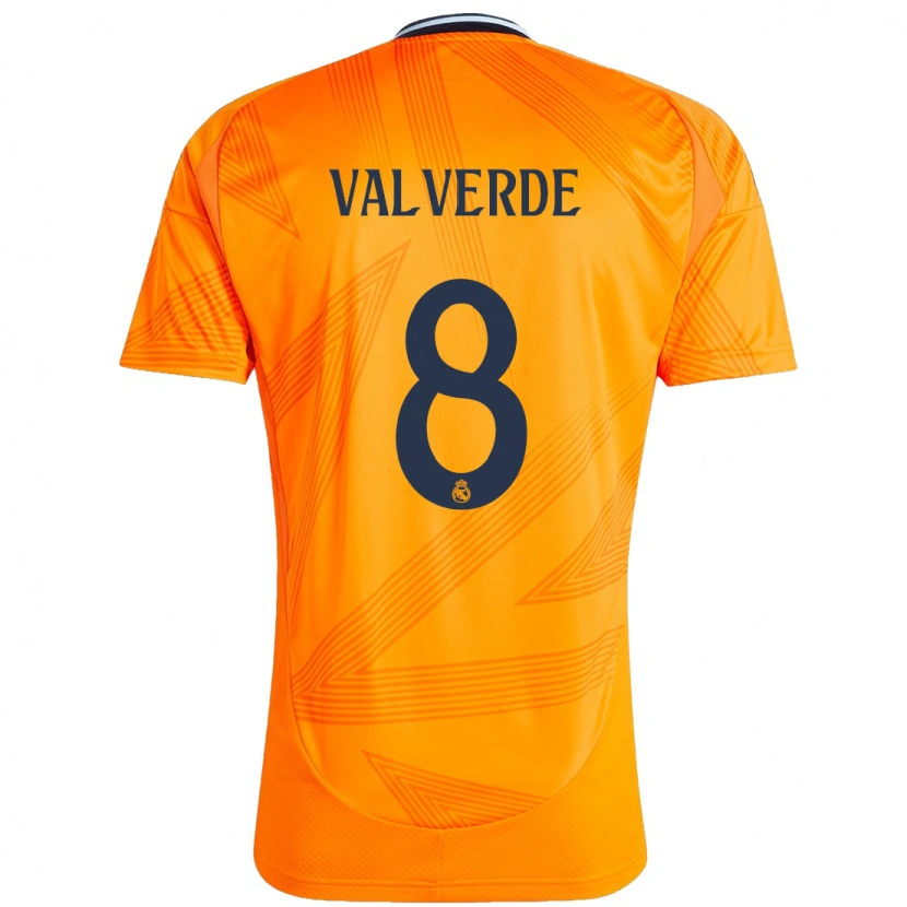Danxen Uomo Maglia Federico Valverde #8 Arancione Kit Gara Away 2024/25 Maglietta