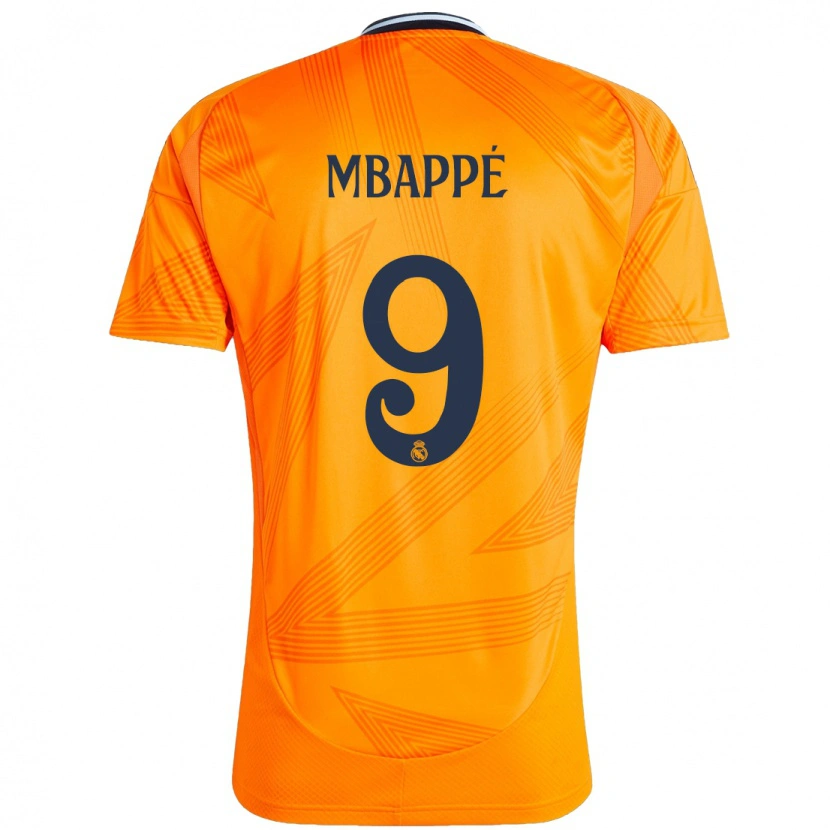 Danxen Uomo Maglia Kylian Mbappé #9 Arancione Kit Gara Away 2024/25 Maglietta