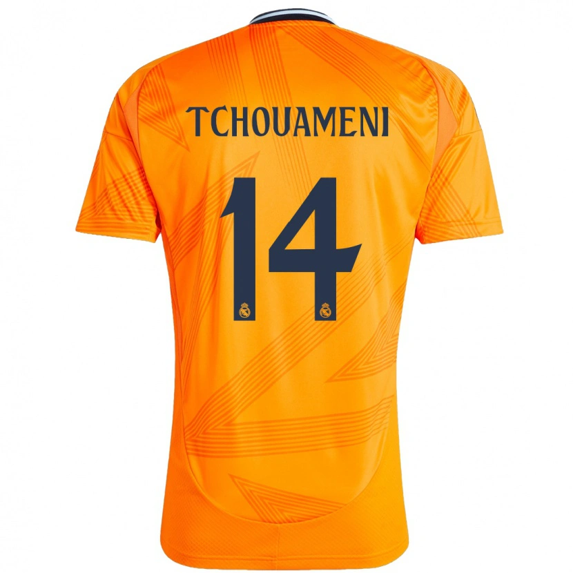 Danxen Uomo Maglia Aurélien Tchouaméni #14 Arancione Kit Gara Away 2024/25 Maglietta