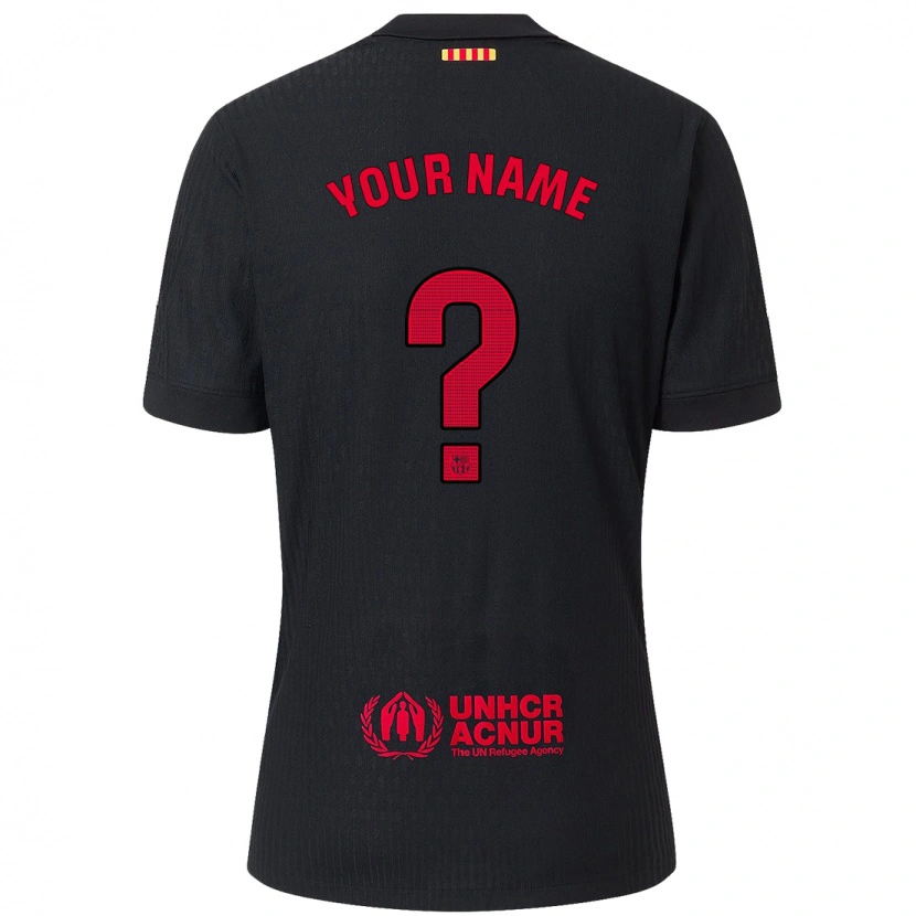 Danxen Uomo Maglia Il Tuo Nome #0 Nero Rosso Kit Gara Away 2024/25 Maglietta