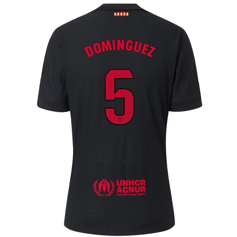 Danxen Uomo Maglia Sergi Domínguez #5 Nero Rosso Kit Gara Away 2024/25 Maglietta