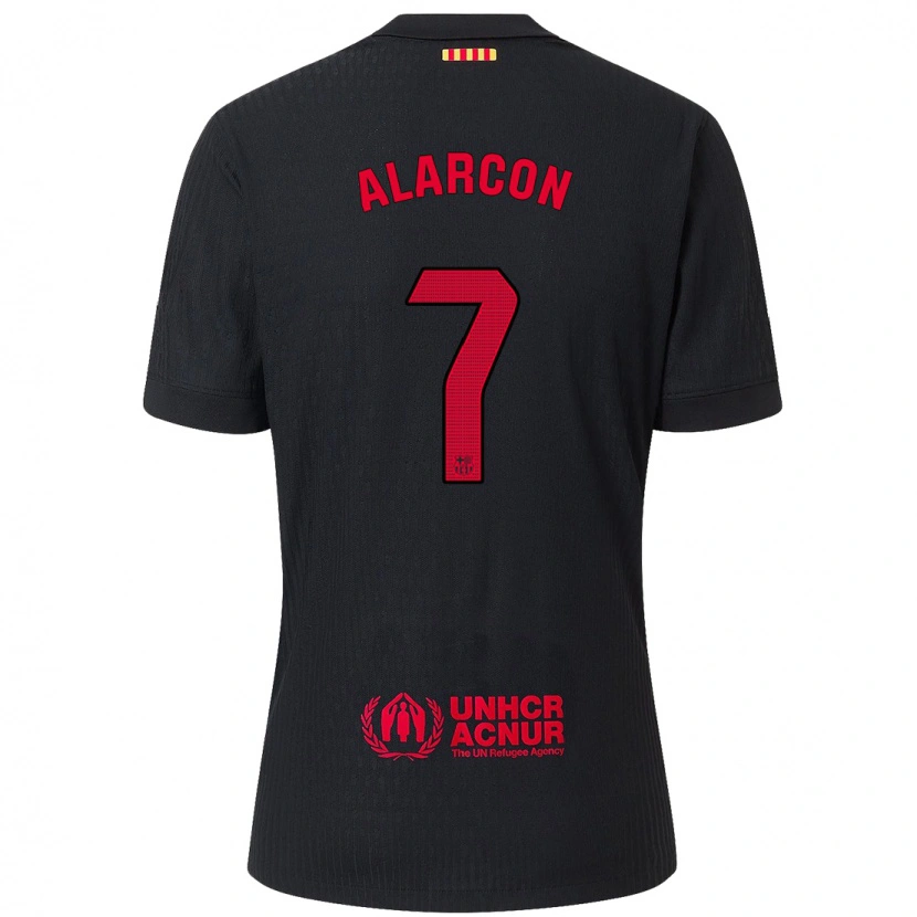 Danxen Uomo Maglia Ángel Alarcón #7 Nero Rosso Kit Gara Away 2024/25 Maglietta