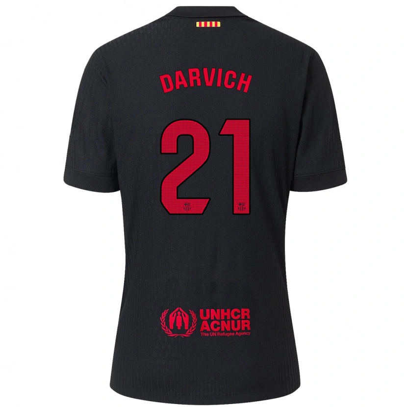 Danxen Uomo Maglia Noah Darvich #21 Nero Rosso Kit Gara Away 2024/25 Maglietta