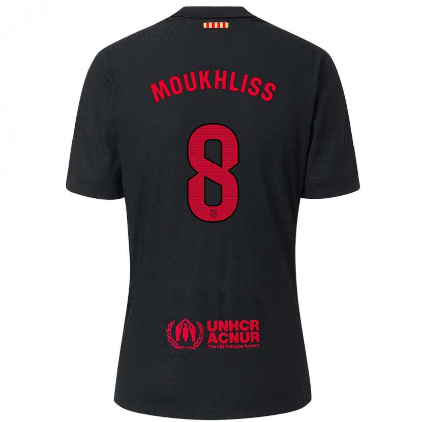 Danxen Uomo Maglia Moha Moukhliss #8 Nero Rosso Kit Gara Away 2024/25 Maglietta