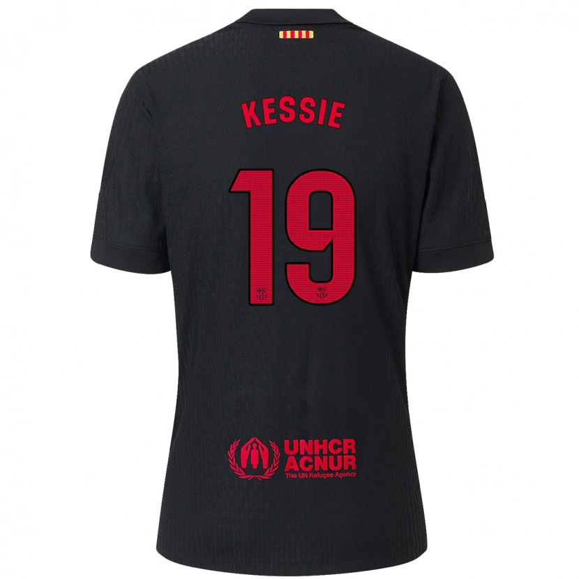 Danxen Uomo Maglia Franck Kessie #19 Nero Rosso Kit Gara Away 2024/25 Maglietta