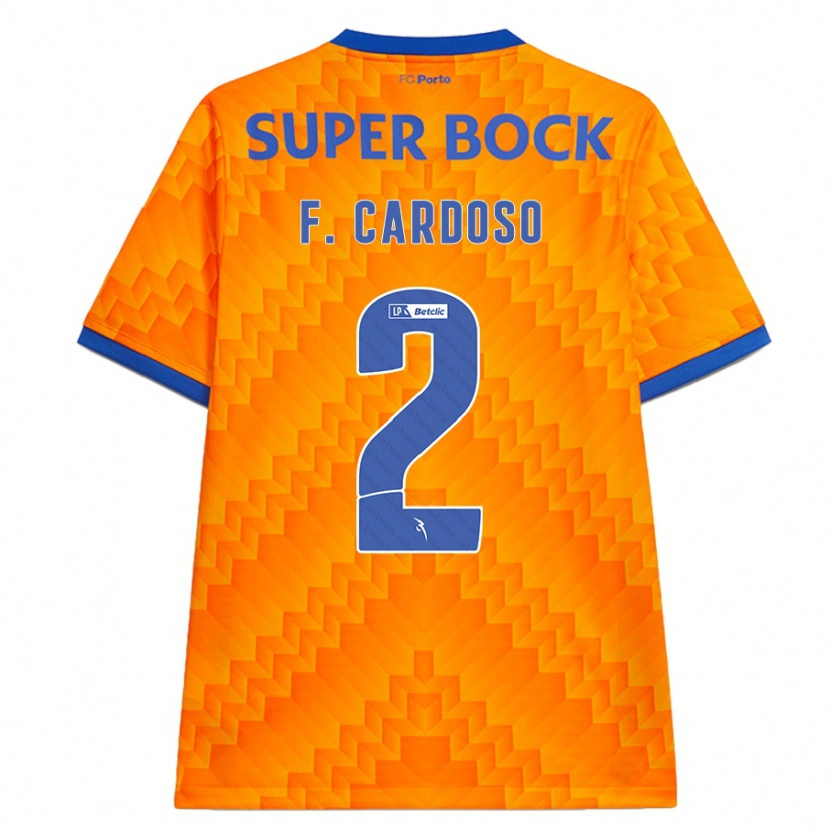 Danxen Uomo Maglia Fábio Cardoso #2 Arancione Kit Gara Away 2024/25 Maglietta