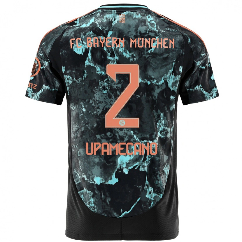 Danxen Uomo Maglia Dayot Upamecano #2 Nero Kit Gara Away 2024/25 Maglietta