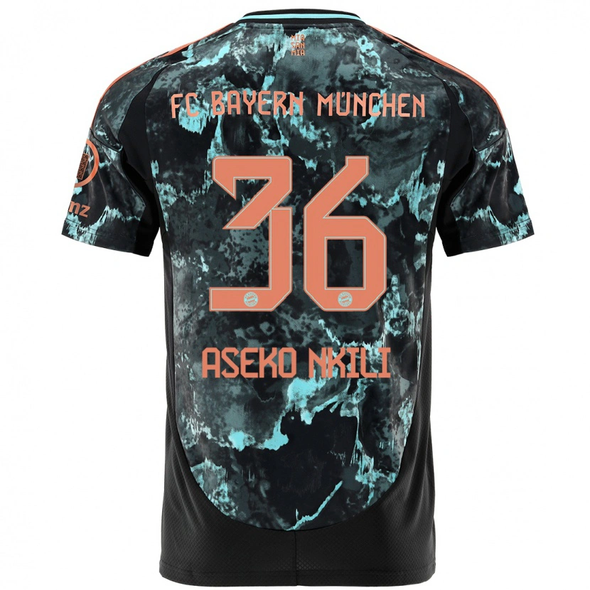 Danxen Uomo Maglia Noël Aséko Nkili #36 Nero Kit Gara Away 2024/25 Maglietta