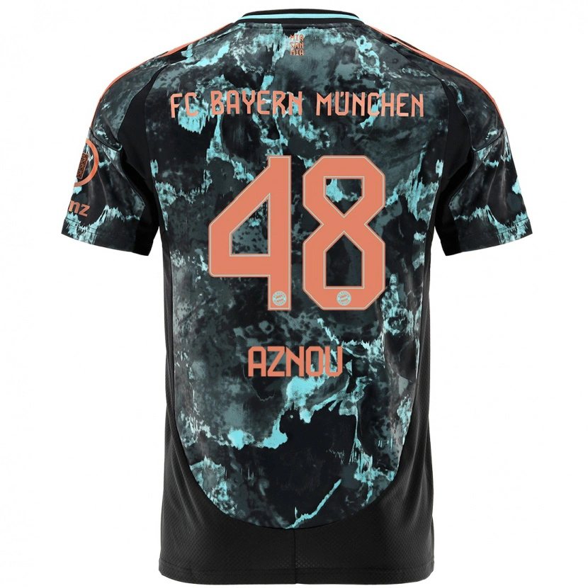 Danxen Uomo Maglia Adam Aznou #48 Nero Kit Gara Away 2024/25 Maglietta