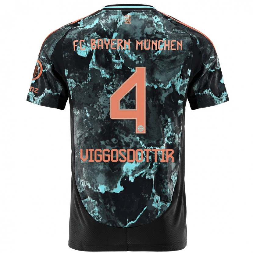 Danxen Uomo Maglia Glódís Perla Viggósdóttir #4 Nero Kit Gara Away 2024/25 Maglietta