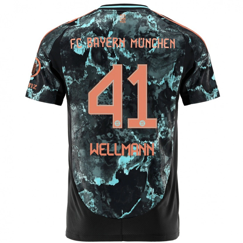 Danxen Uomo Maglia Anna Wellmann #41 Nero Kit Gara Away 2024/25 Maglietta