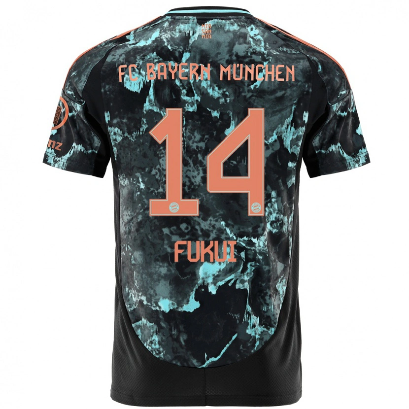 Danxen Uomo Maglia Taichi Fukui #14 Nero Kit Gara Away 2024/25 Maglietta