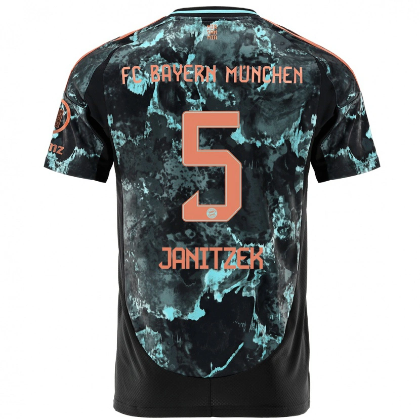 Danxen Uomo Maglia Justin Janitzek #5 Nero Kit Gara Away 2024/25 Maglietta