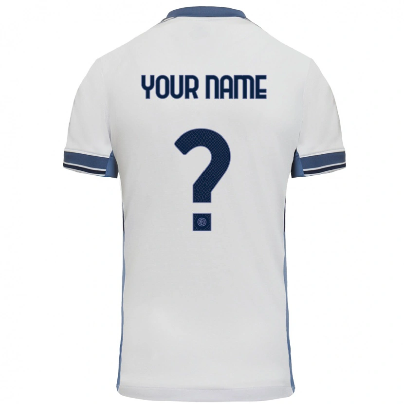 Danxen Uomo Maglia Il Tuo Nome #0 Bianco Grigio Kit Gara Away 2024/25 Maglietta