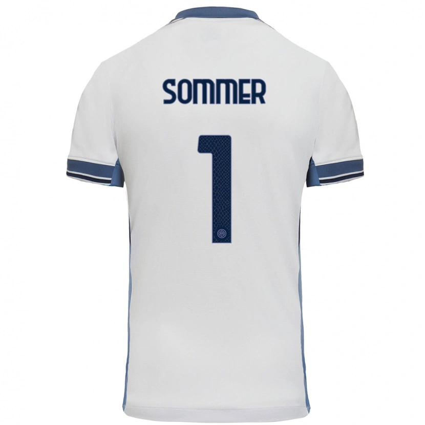 Danxen Uomo Maglia Yann Sommer #1 Bianco Grigio Kit Gara Away 2024/25 Maglietta