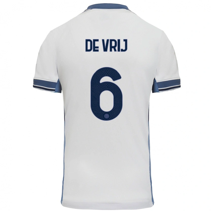 Danxen Uomo Maglia Stefan De Vrij #6 Bianco Grigio Kit Gara Away 2024/25 Maglietta